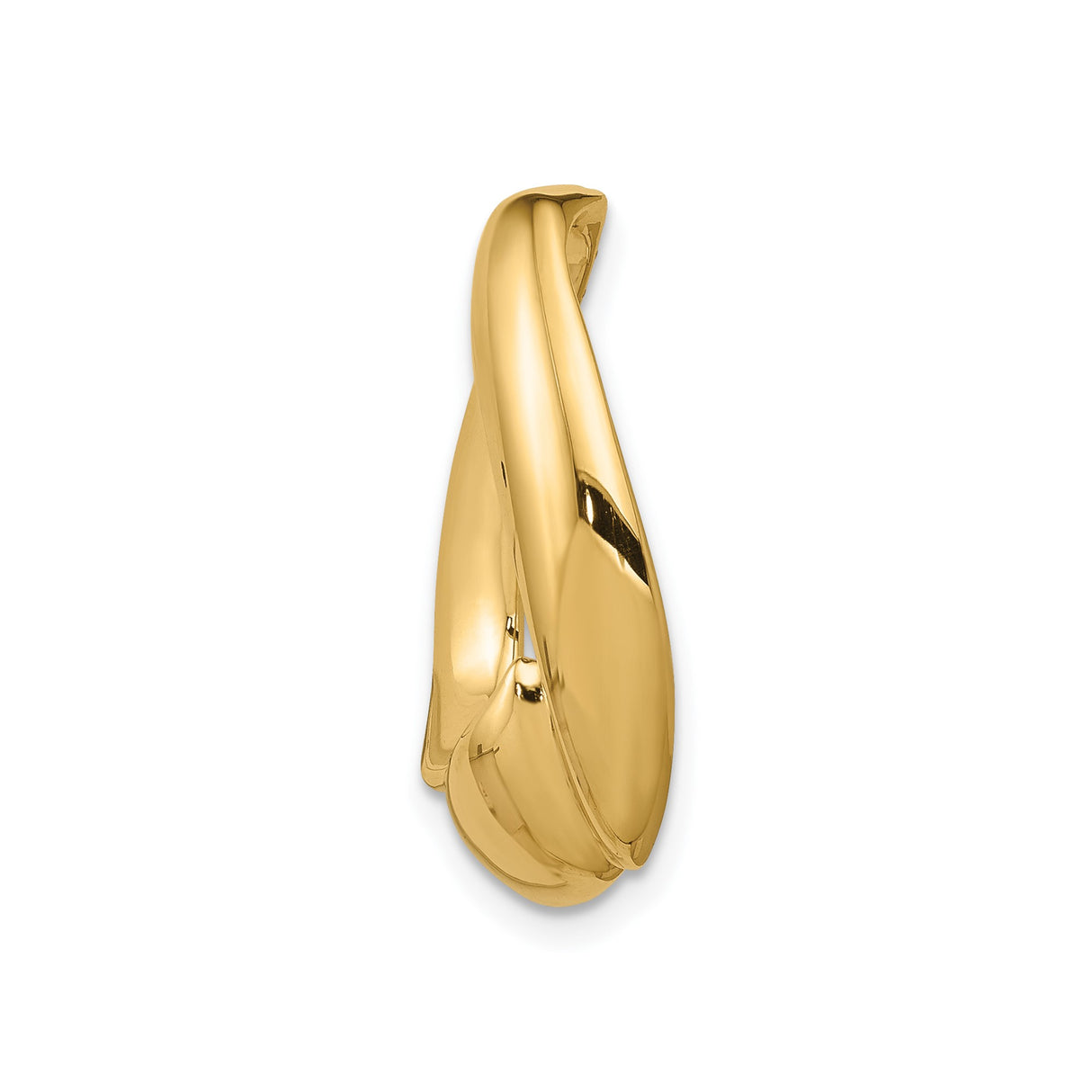 14k Yellow Gold Teardrop Pendant, Abstract Minimalist Fluid Design, Modern Oval Shape for Women