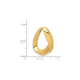 14k Yellow Gold Teardrop Pendant, Abstract Minimalist Fluid Design, Modern Oval Shape for Women