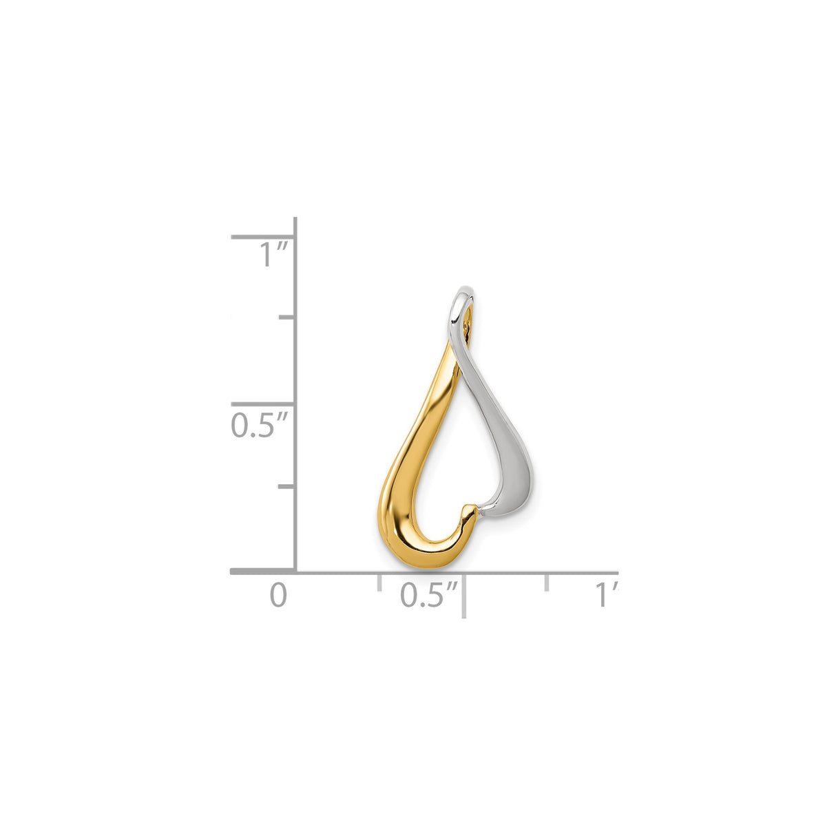 14k Two-Tone Gold Heart Pendant, Modern Minimalist Design for Women