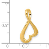 14k Yellow Gold Infinity Heart Pendant with Open Loop Design, Symbol of Eternal Love