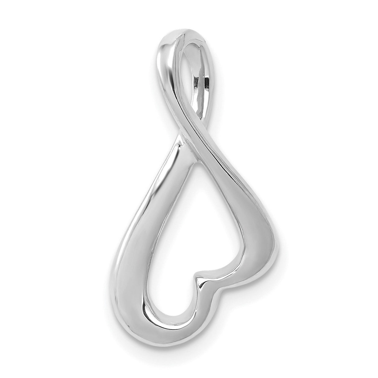 14k White Gold Heart Infinity Pendant, Open Modern Design Symbolizing Eternal Love for Women