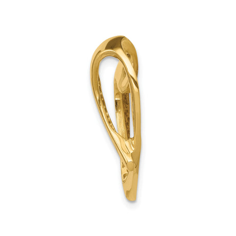 14k Yellow Gold Open Heart Pendant, Asymmetrical Minimalist Design for Women