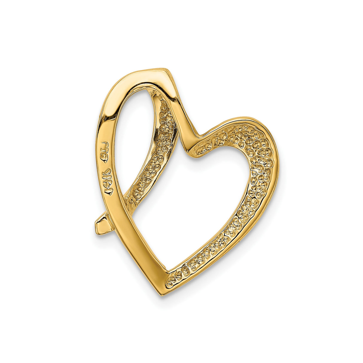 14k Yellow Gold Open Heart Pendant, Asymmetrical Minimalist Design for Women