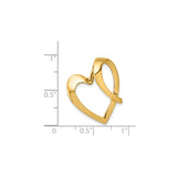 14k Yellow Gold Open Heart Pendant, Asymmetrical Minimalist Design for Women