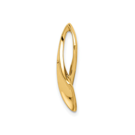 14k Yellow Gold Awareness Ribbon Pendant, Smooth Polished Symbol of Support and Hope