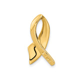 14k Yellow Gold Awareness Ribbon Pendant, Smooth Polished Symbol of Support and Hope