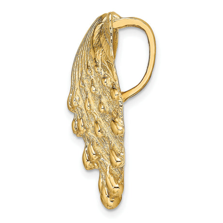 14k Yellow Gold Scallop Shell Pendant with Textured Ridges and Droplet Detail, Camino de Santiago Theme