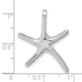 14k White Gold Starfish Pendant, Polished Nautical Marine Charm for Women