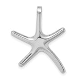 14k White Gold Starfish Pendant, Polished Nautical Marine Charm for Women