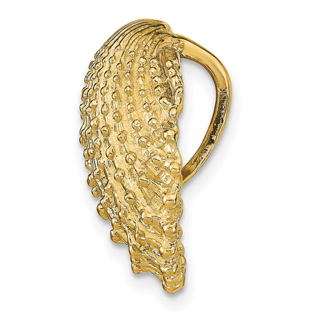 14k Yellow Gold Seashell Pendant, Realistic Scallop Shell Charm, Coastal Nautical Beach Jewelry