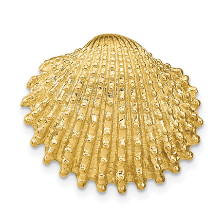 14k Yellow Gold Seashell Pendant, Realistic Scallop Shell Charm, Coastal Nautical Beach Jewelry
