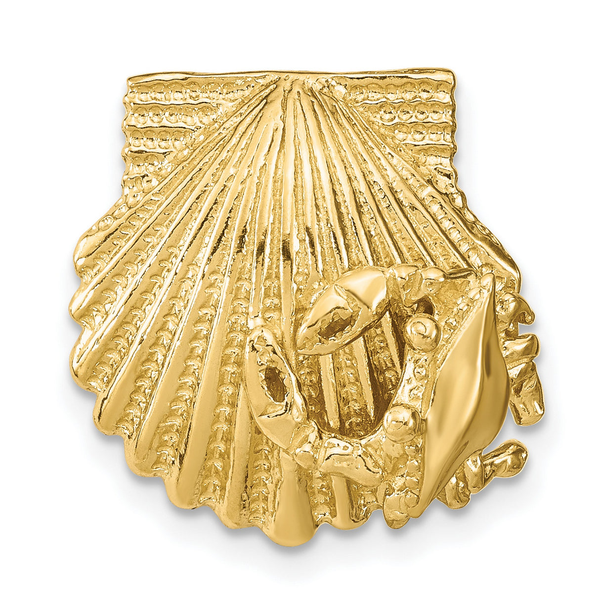 14k Yellow Gold Crab Pendant, Nautical Sea Life Charm, Coastal Theme Jewelry for Women