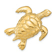 14k Yellow Gold Sea Turtle Pendant with Detailed Shell and Flipper Design, Nature-Inspired Jewelry