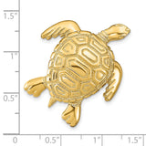 14k Yellow Gold Sea Turtle Pendant with Textured Shell Design, Hawaiian Ocean Theme