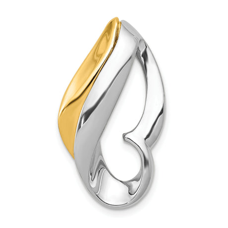 14k Two-Tone Gold Heart Pendant with Abstract Open Heart Design for Women