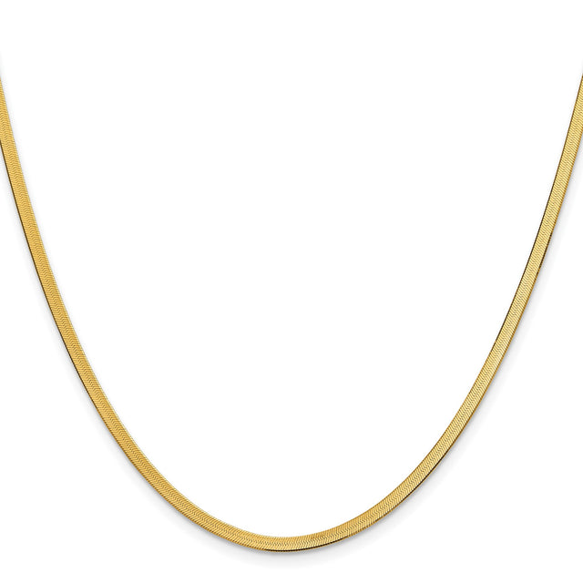 14K Yellow Gold 2.5 mm Herringbone Chain Necklace, Polished