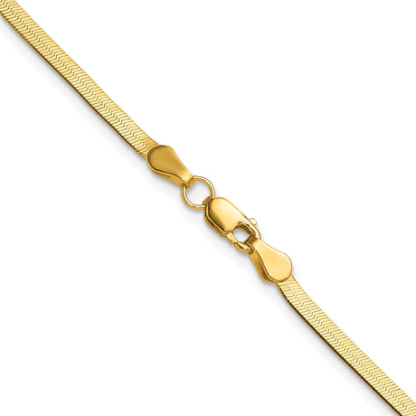 14K Yellow Gold 2.5 mm Herringbone Chain Necklace, Polished alternate angle