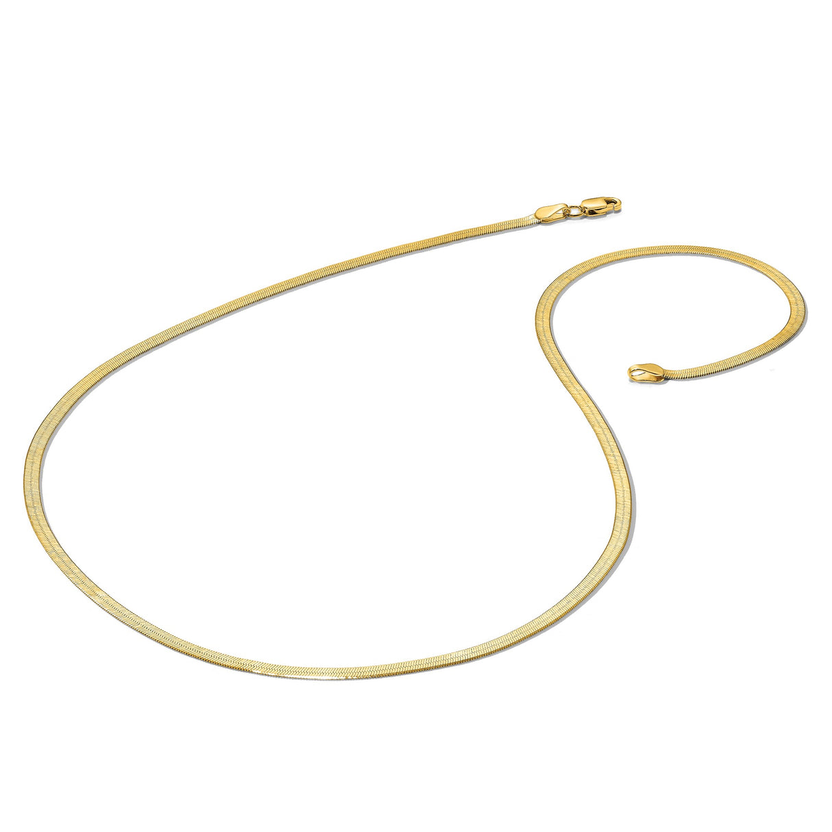 14K Yellow Gold 2.5 mm Herringbone Chain Necklace, Polished detail view