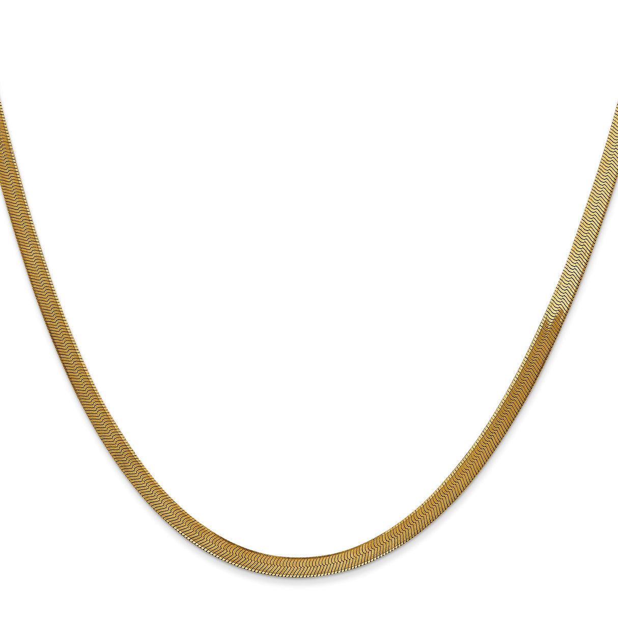 14K Yellow Gold 3 mm Herringbone Chain Necklace, Polished