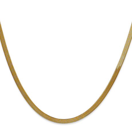 14K Yellow Gold 3 mm Herringbone Chain Necklace, Polished