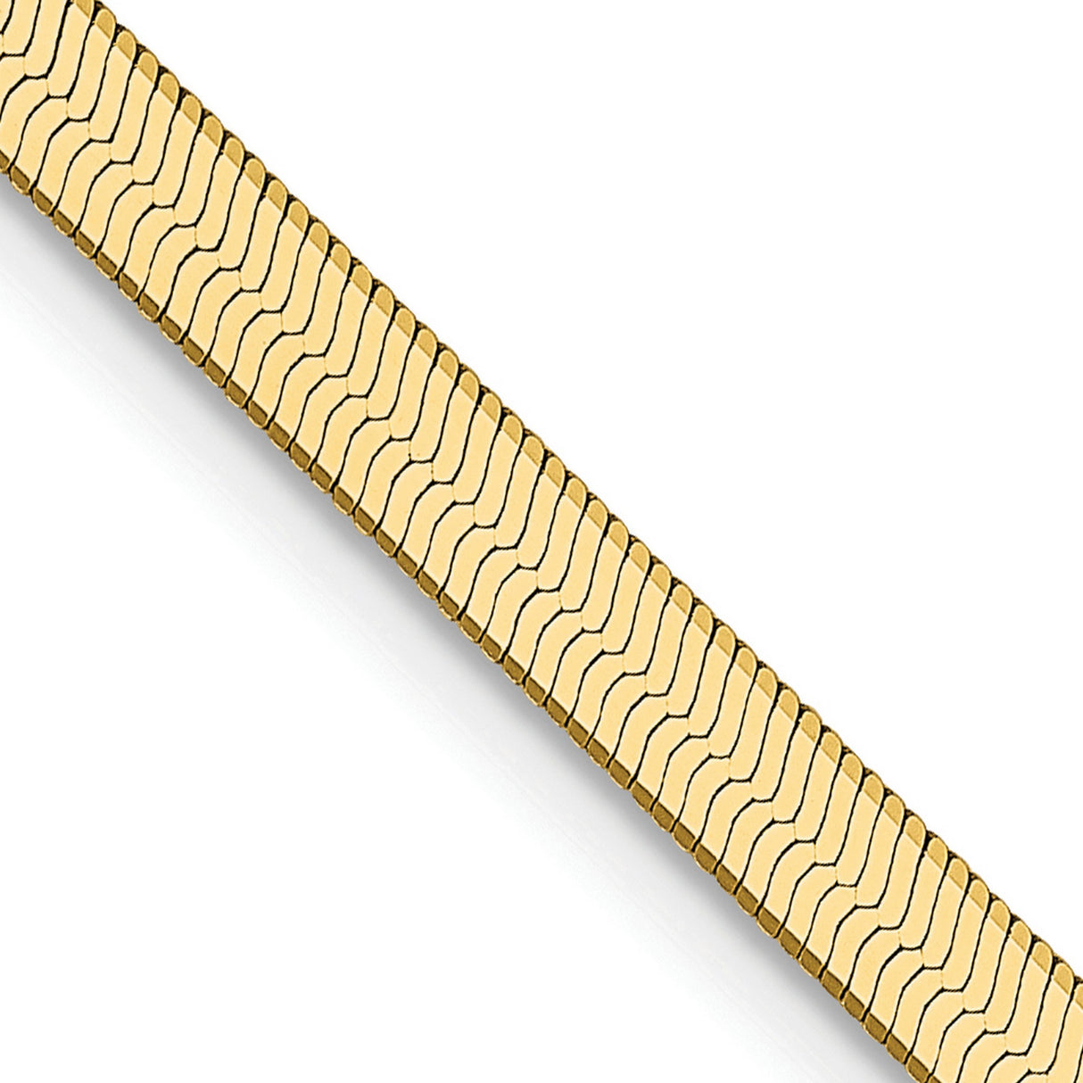 14K Yellow Gold 3 mm Herringbone Chain Necklace, Polished detail view