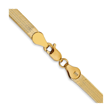 14K Yellow Gold 4 mm Herringbone Chain Necklace, Polished alternate angle