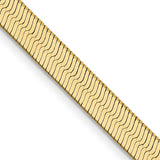 14K Yellow Gold 4 mm Herringbone Chain Necklace, Polished detail view