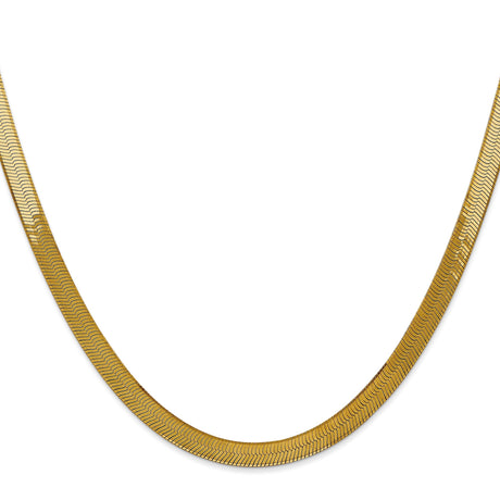 14K Yellow Gold 5 mm Herringbone Chain Necklace, Polished