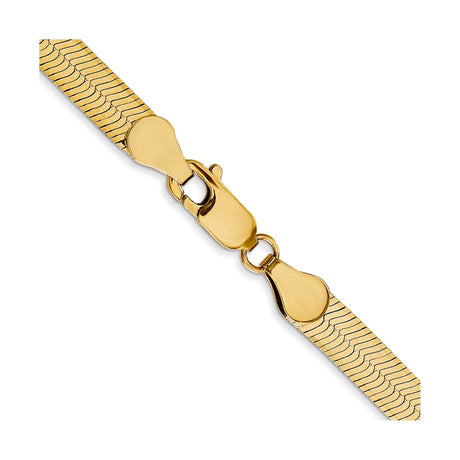 14K Yellow Gold 5 mm Herringbone Chain Necklace, Polished alternate angle