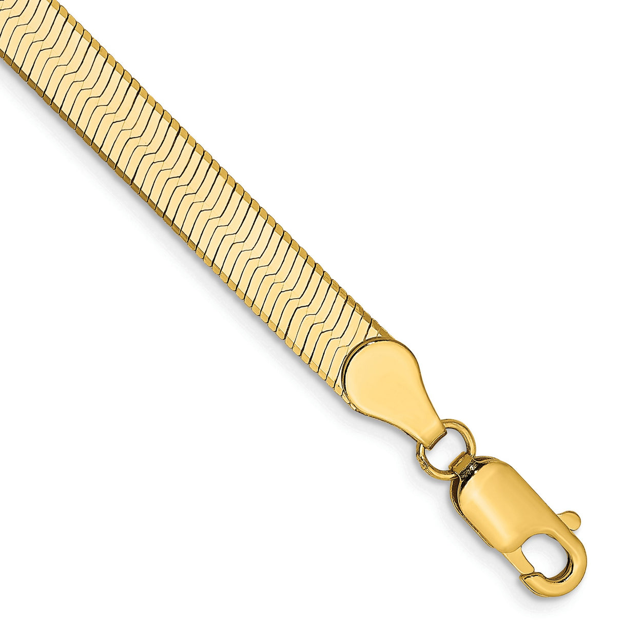 14K Yellow Gold 5 mm Herringbone Chain Bracelet, Polished