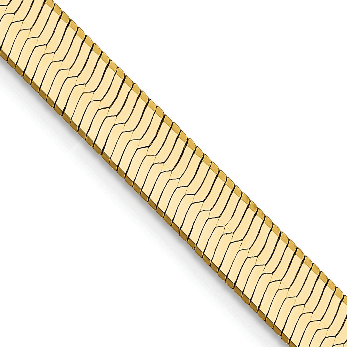 14K Yellow Gold 5 mm Herringbone Chain Necklace, Polished detail view
