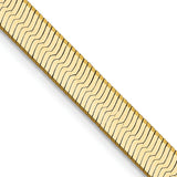 14K Yellow Gold 5 mm Herringbone Chain Necklace, Polished detail view