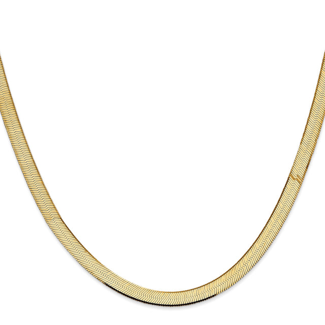14K Yellow Gold 5.5 mm Herringbone Chain Necklace, Polished