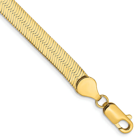 14K Yellow Gold 5.5 mm Herringbone Chain Bracelet, Polished