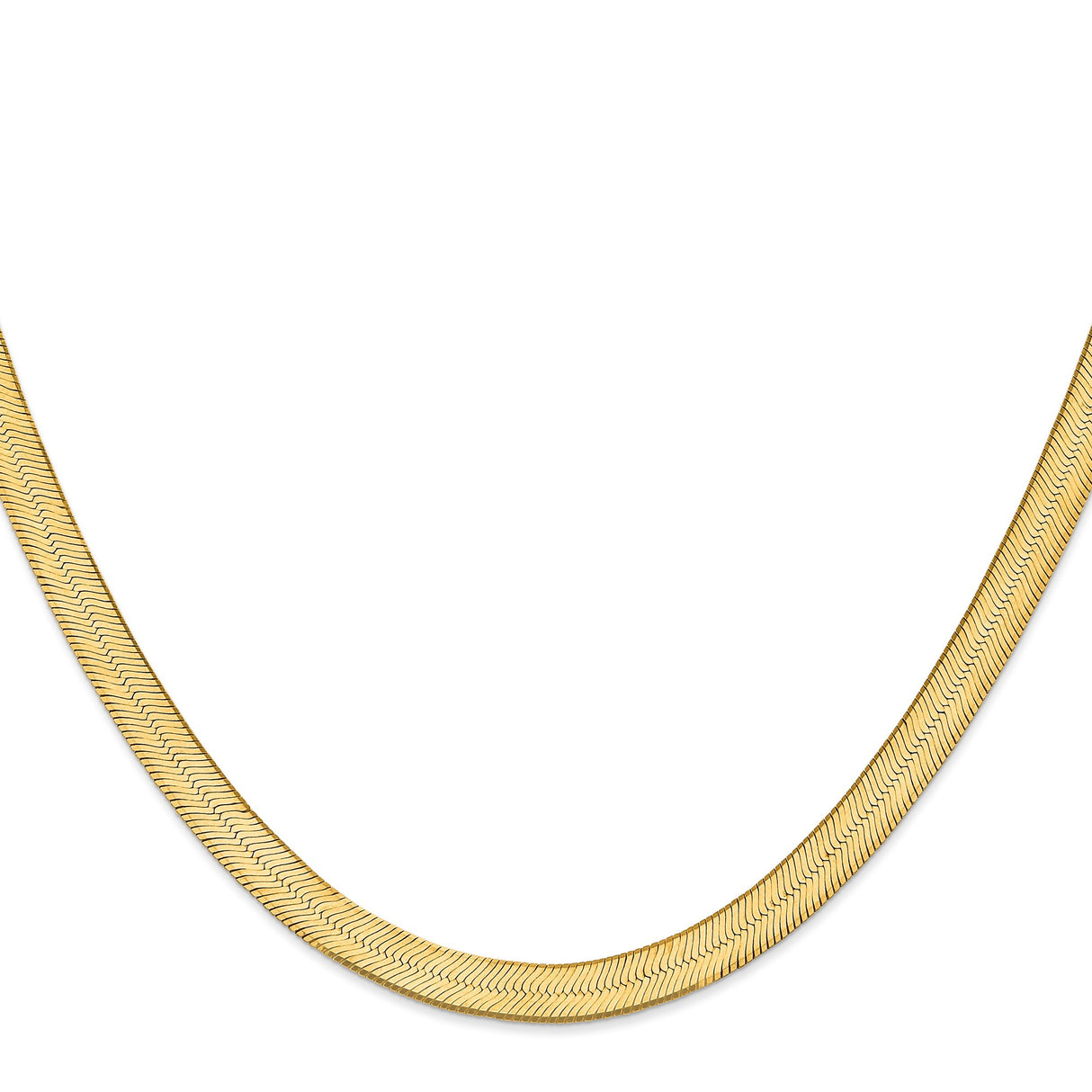 14K Yellow Gold 6.5 mm Herringbone Chain Necklace, Polished