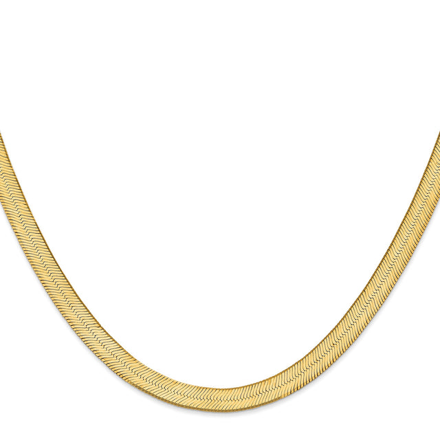 14K Yellow Gold 6.5 mm Herringbone Chain Necklace, Polished