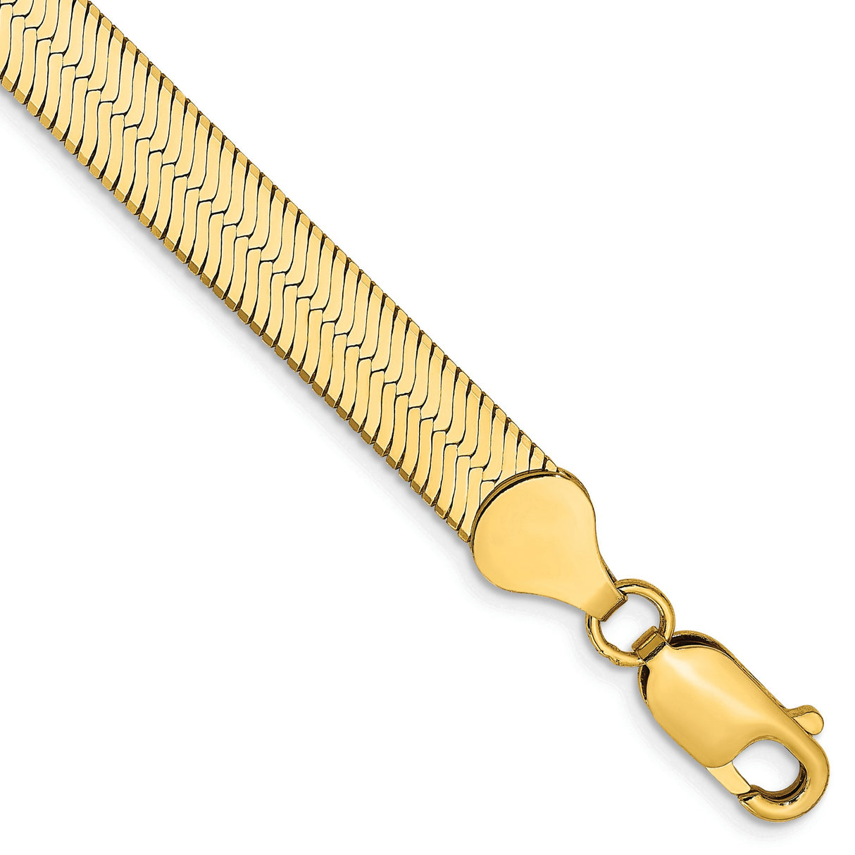 14K Yellow Gold 6.5 mm Herringbone Chain Bracelet, Polished alternate angle