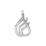 14k White Gold Flame Pendant with Sleek Open Design, Christian Symbol for Women