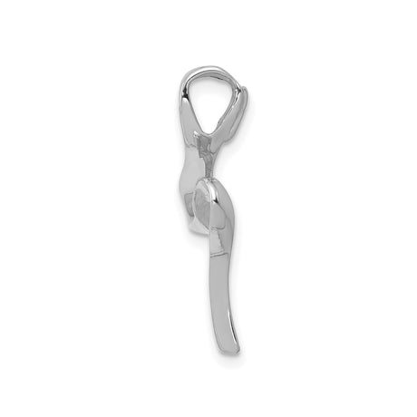 14k White Gold Swirl Pendant, Modern Abstract Sculptural Design for Women