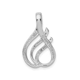 14k White Gold Abstract Flame Pendant with Fluid Design, Symbolic of Passion and Energy