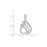 14k White Gold Abstract Flame Pendant with Fluid Design, Symbolic of Passion and Energy