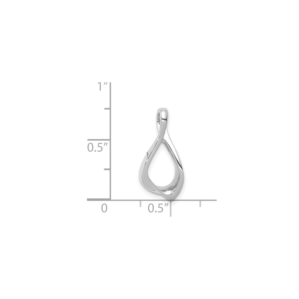 14k White Gold Teardrop Pendant with Sleek Open Twist Design, Modern Minimalist Style for Women