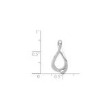 14k White Gold Teardrop Pendant with Sleek Open Twist Design, Modern Minimalist Style for Women