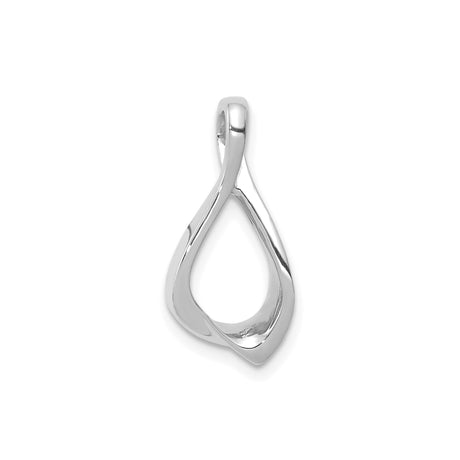 14k White Gold Teardrop Pendant with Sleek Open Twist Design, Modern Minimalist Style for Women