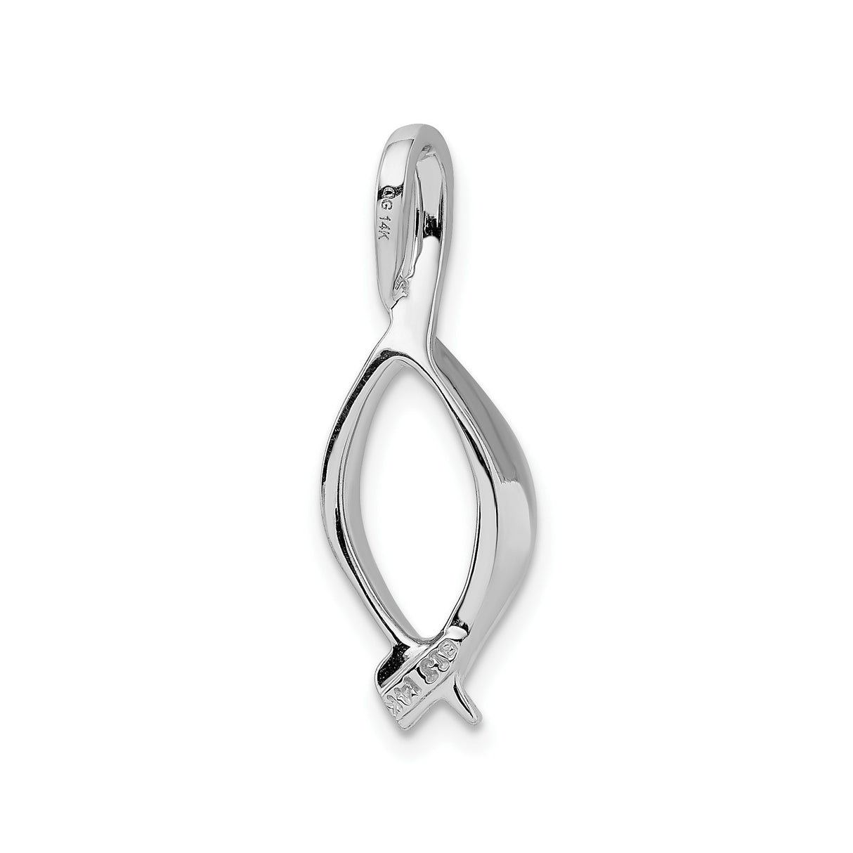 14k White Gold Ichthys Fish Pendant, Open Christian Symbol Design for Women and Unisex Wear