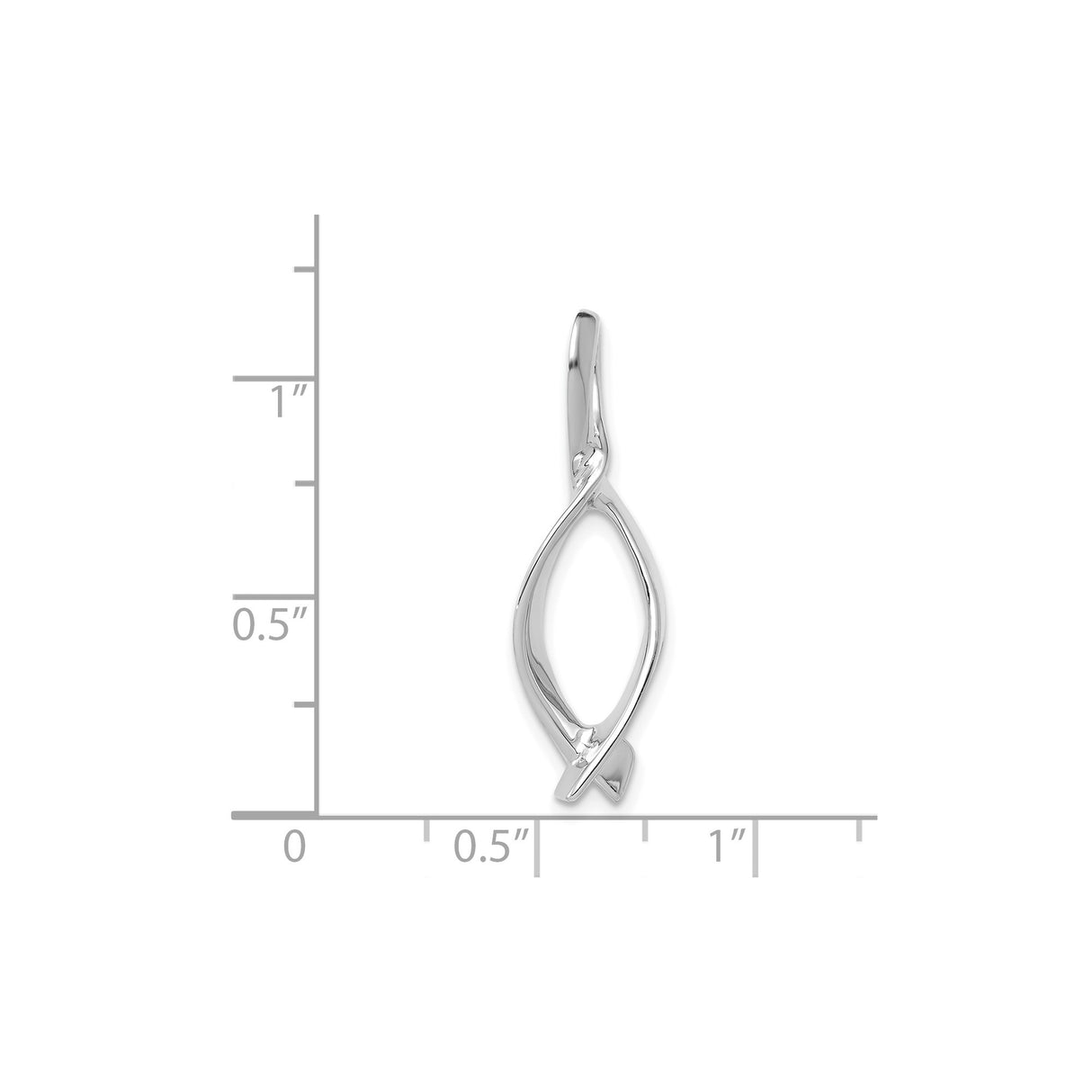 14k White Gold Ichthys Fish Pendant, Open Christian Symbol Design for Women and Unisex Wear