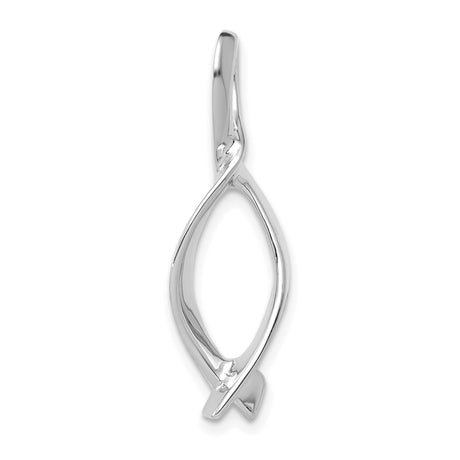 14k White Gold Ichthys Fish Pendant, Open Christian Symbol Design for Women and Unisex Wear