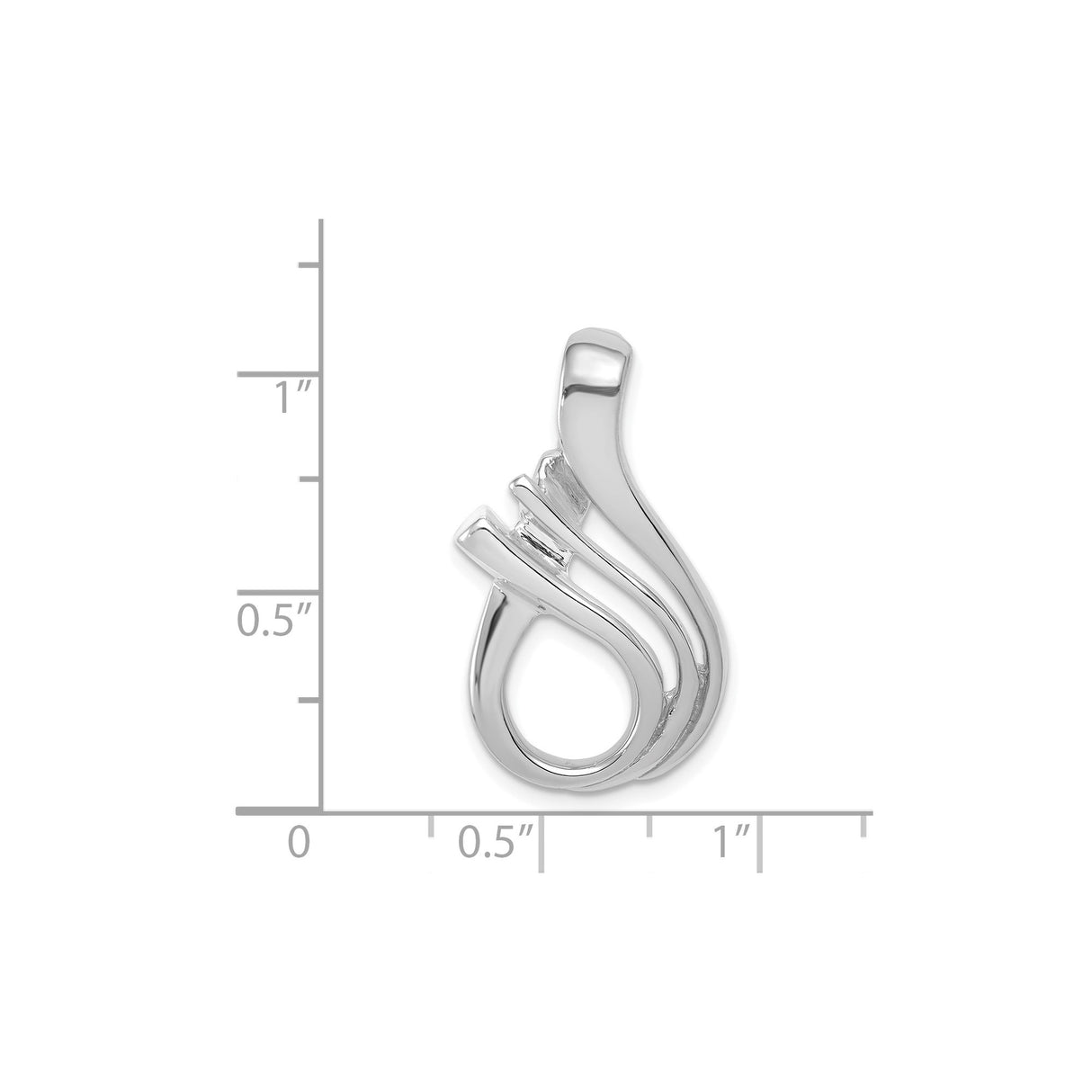14k White Gold Flame Pendant with Abstract Modern Design for Women