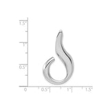 14k White Gold Flame Hook Pendant, Modern Abstract Design Symbolizing Strength and Energy, Unisex