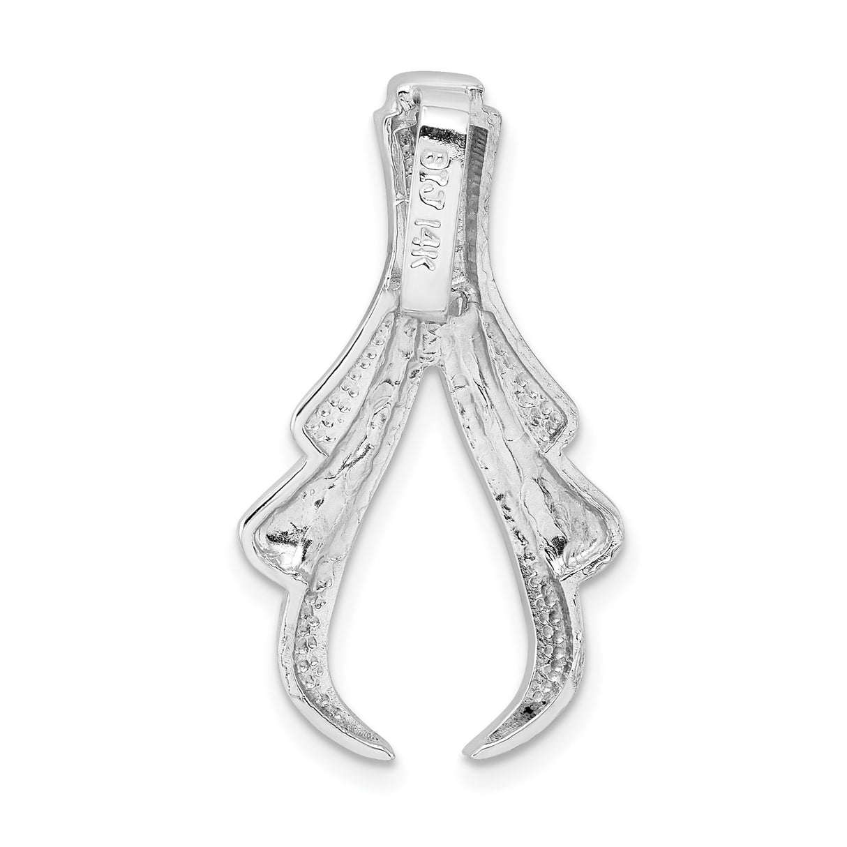 14k White Gold Pendant with Abstract Flame or Leaf Design, Modern Minimalist Jewelry for Women